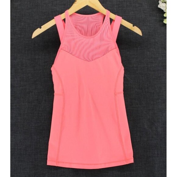 Lululemon Women's Running In The City Tank Mesh Pullover Grapefruit Sz 4 - Picture 1 of 7